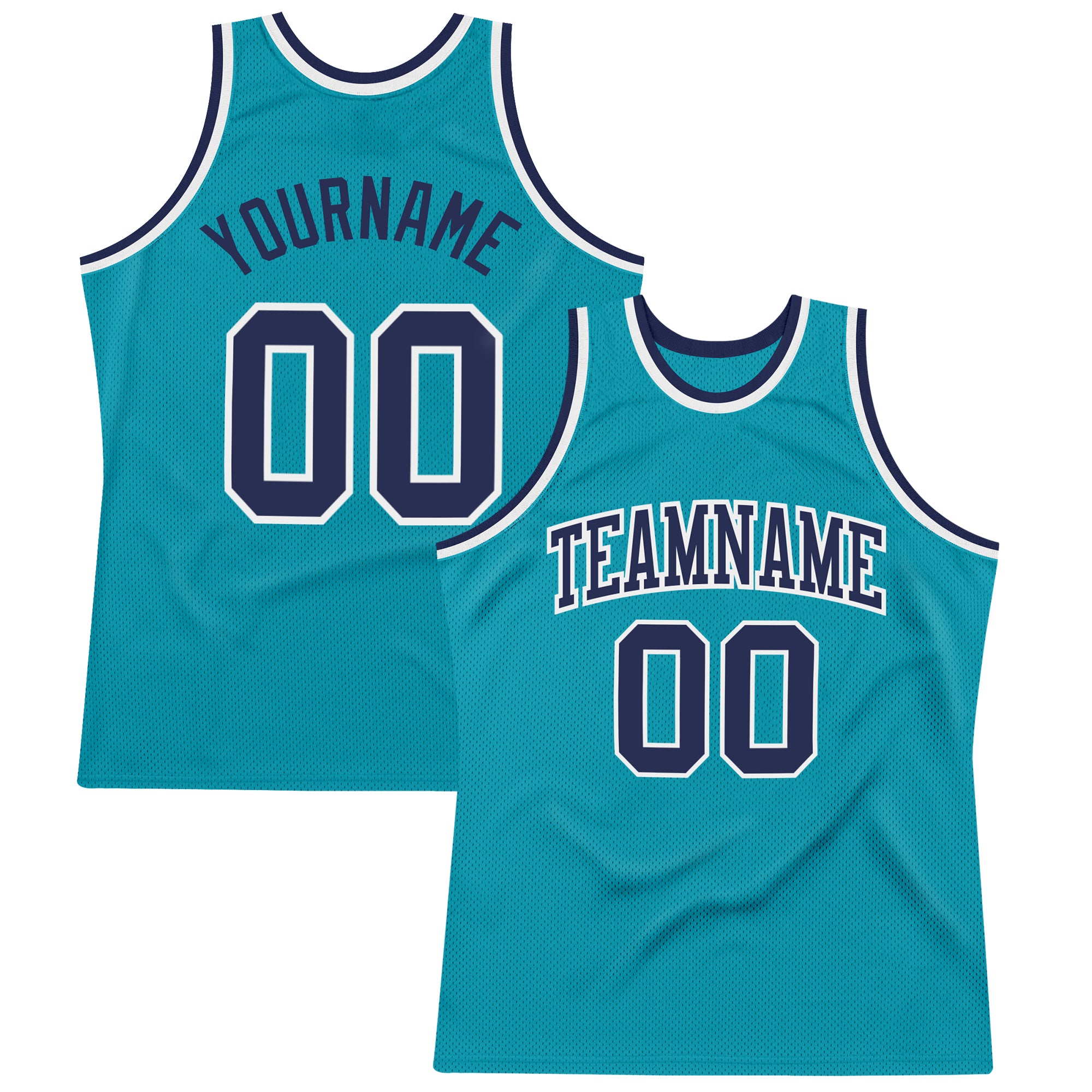 Custom Authentic Basketball Jersey Teal Navy White Throwback Design Custom Teal Navy-White Authentic Throwback Basketball