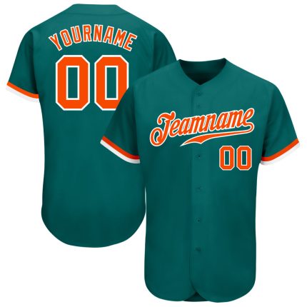 Custom Teal Orange Authentic Baseball Jersey - Personalized Team Shirt Custom Teal Orange-White Authentic Baseball Jersey
