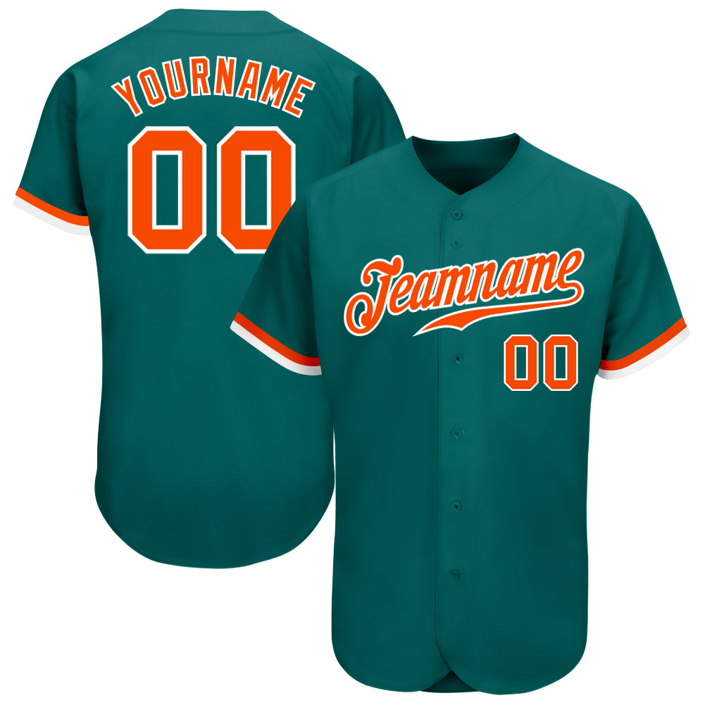 Custom Teal Orange Authentic Baseball Jersey - Personalized Team Shirt Custom Teal Orange-White Authentic Baseball Jersey