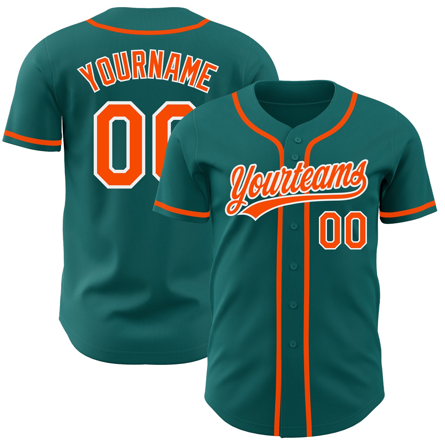 Custom Teal Orange White Baseball Jersey - Authentic Style 6295 Custom Teal Orange-White Authentic Baseball Jersey Style