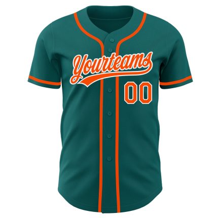 Custom Teal Orange White Baseball Jersey - Authentic Style 6295 Custom Teal Orange-White Authentic Baseball Jersey Style
