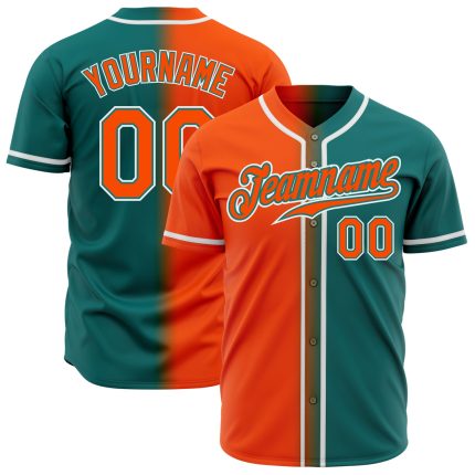 Authentic Fade Fashion Baseball Jersey in Custom Teal, Orange, and White Custom Teal Orange-White Authentic Fade Fashion