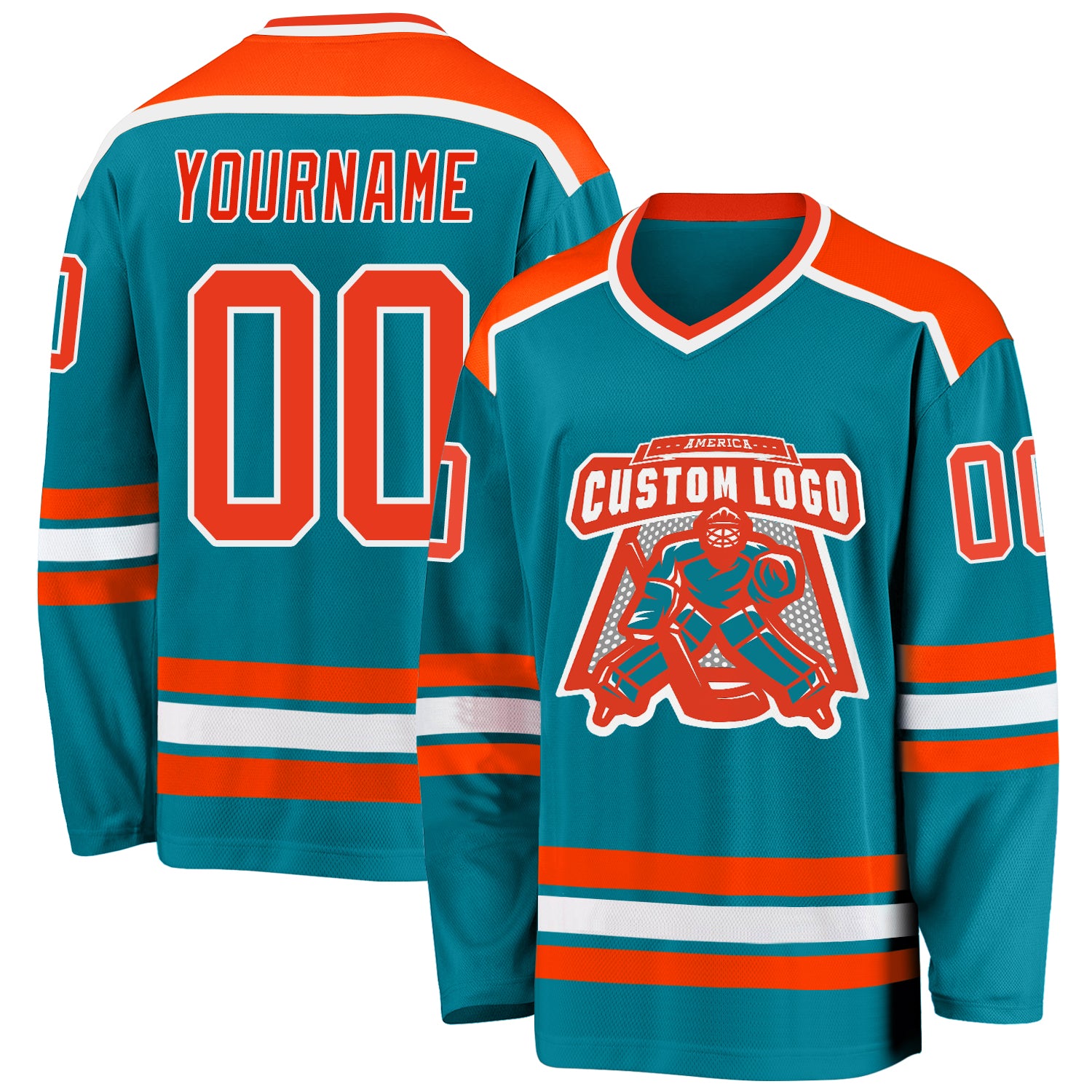 Teal Orange White Custom Hockey Jersey for Men and Women - Personalized Sports Apparel Custom Teal Orange-White Hockey Jersey