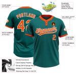 Custom Teal Orange White Softball Jersey for Men and Women - Two-Button Unisex Sportswear Custom Teal Orange-White Two-Button