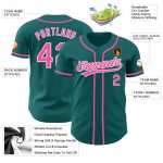 Personalized Teal Pink White Baseball Jersey - Custom Authentic Sportswear Custom Teal Pink-White Authentic Baseball Jersey