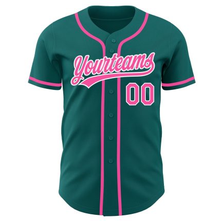 Personalized Teal Pink White Baseball Jersey - Custom Authentic Sportswear Custom Teal Pink-White Authentic Baseball Jersey