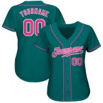 Custom Teal Pink White Baseball Jersey - Authentic Style 9400 for Men and Women Custom Teal Pink-White Authentic Baseball
