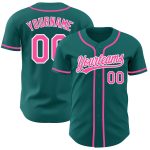 Personalized Teal Pink White Baseball Jersey - Custom Authentic Sportswear Custom Teal Pink-White Authentic Baseball Jersey