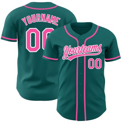 Personalized Teal Pink White Baseball Jersey - Custom Authentic Sportswear Custom Teal Pink-White Authentic Baseball Jersey