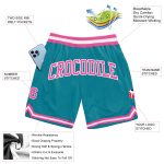 Teal Pink White Throwback Basketball Shorts - Custom Authentic Design Custom Teal Pink-White Authentic Throwback Basketball