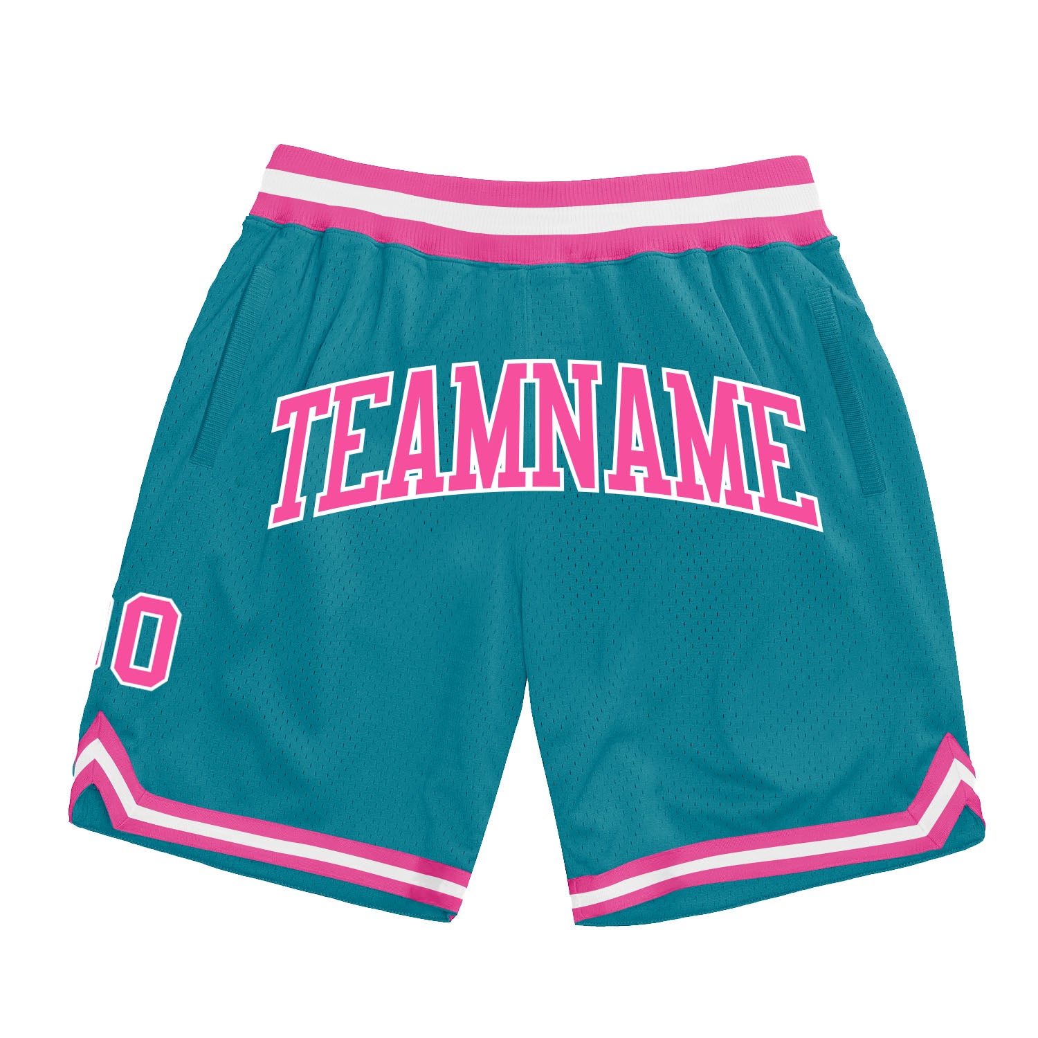 Teal Pink White Throwback Basketball Shorts - Custom Authentic Design Custom Teal Pink-White Authentic Throwback Basketball