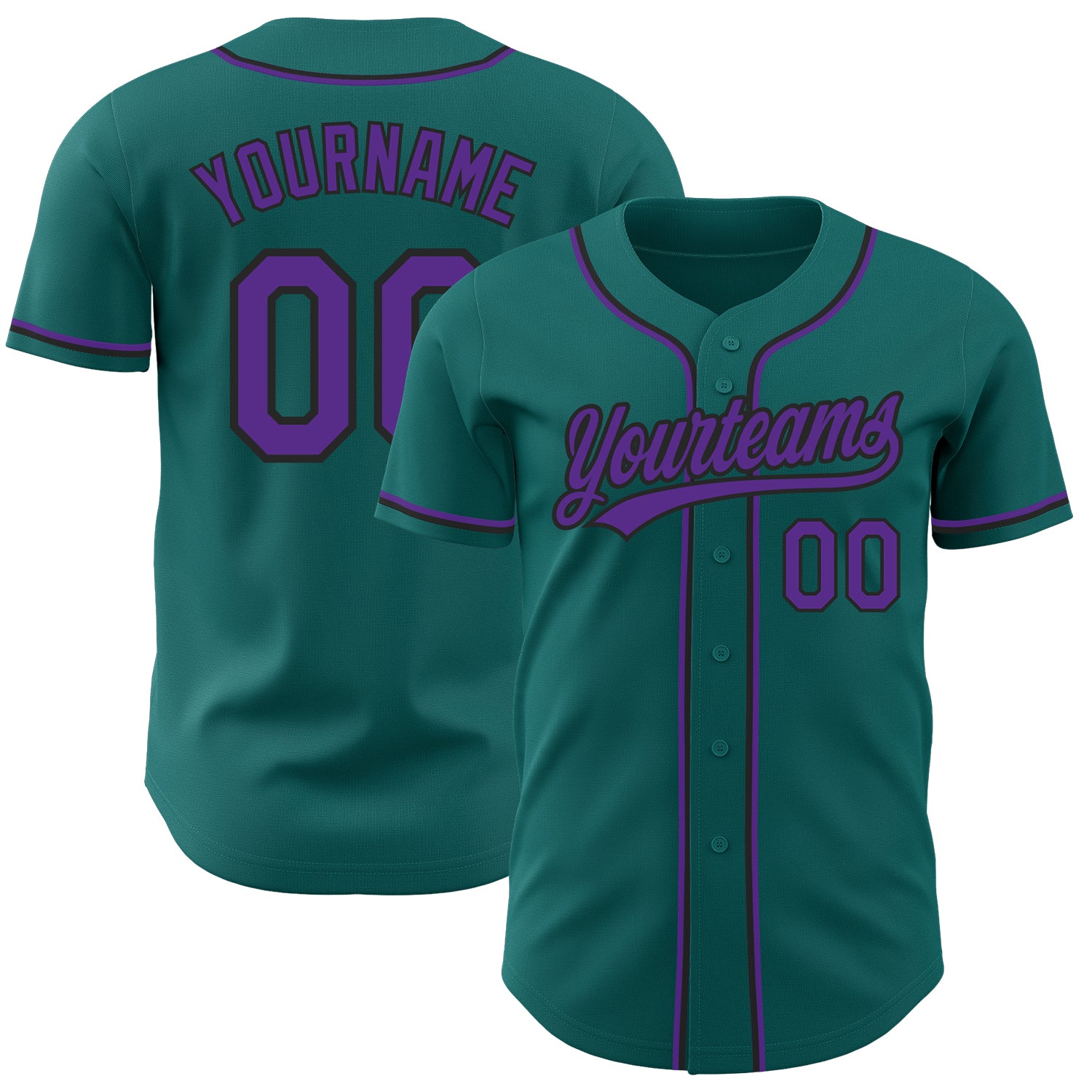 Teal Purple Black Custom Baseball Jersey Authentic Style 9256 Custom Teal Purple-Black Authentic Baseball Jersey Style 9256