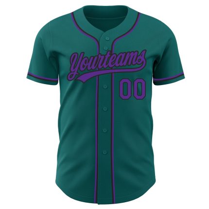 Teal Purple Black Custom Baseball Jersey Authentic Style 9256 Custom Teal Purple-Black Authentic Baseball Jersey Style 9256