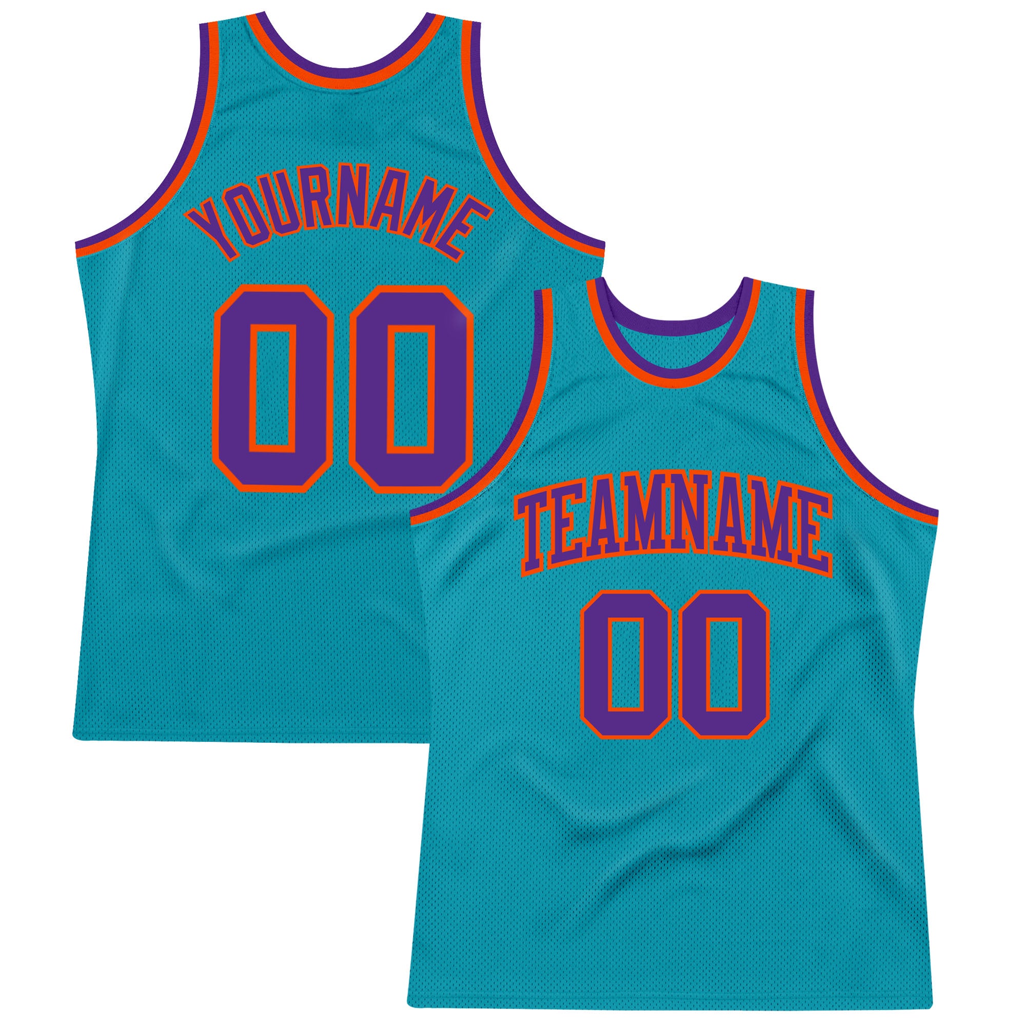 Custom Basketball Jersey - Authentic Teal Purple-Orange Throwback Design Custom Teal Purple-Orange Authentic Throwback Basketball