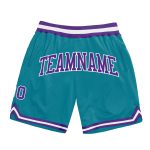 Authentic Throwback Basketball Shorts in Custom Teal Purple and White Custom Teal Purple-White Authentic Throwback Basketball
