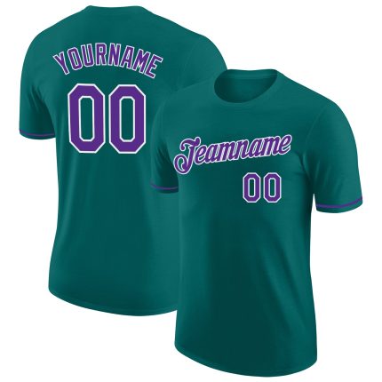 Custom Performance T-Shirt in Teal and Purple-White - Style 8229 Custom Teal Purple-White Performance T-Shirt Style 8229