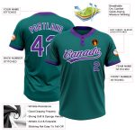 Custom Teal Purple White Unisex Softball Jersey - Two-Button Design, Soft Fabric Custom Teal Purple-White Two-Button Unisex