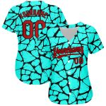 Teal Red-Black 3D Pattern Baseball Jersey - Custom Authentic Design for Fans Custom Teal Red-Black 3D Pattern Design Authentic