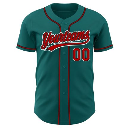 Custom Teal Red Black Baseball Jersey - Authentic Design for Fans and Players Custom Teal Red-Black Authentic Baseball Jersey