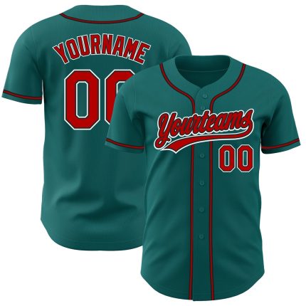 Custom Teal Red Black Baseball Jersey - Authentic Design for Fans and Players Custom Teal Red-Black Authentic Baseball Jersey