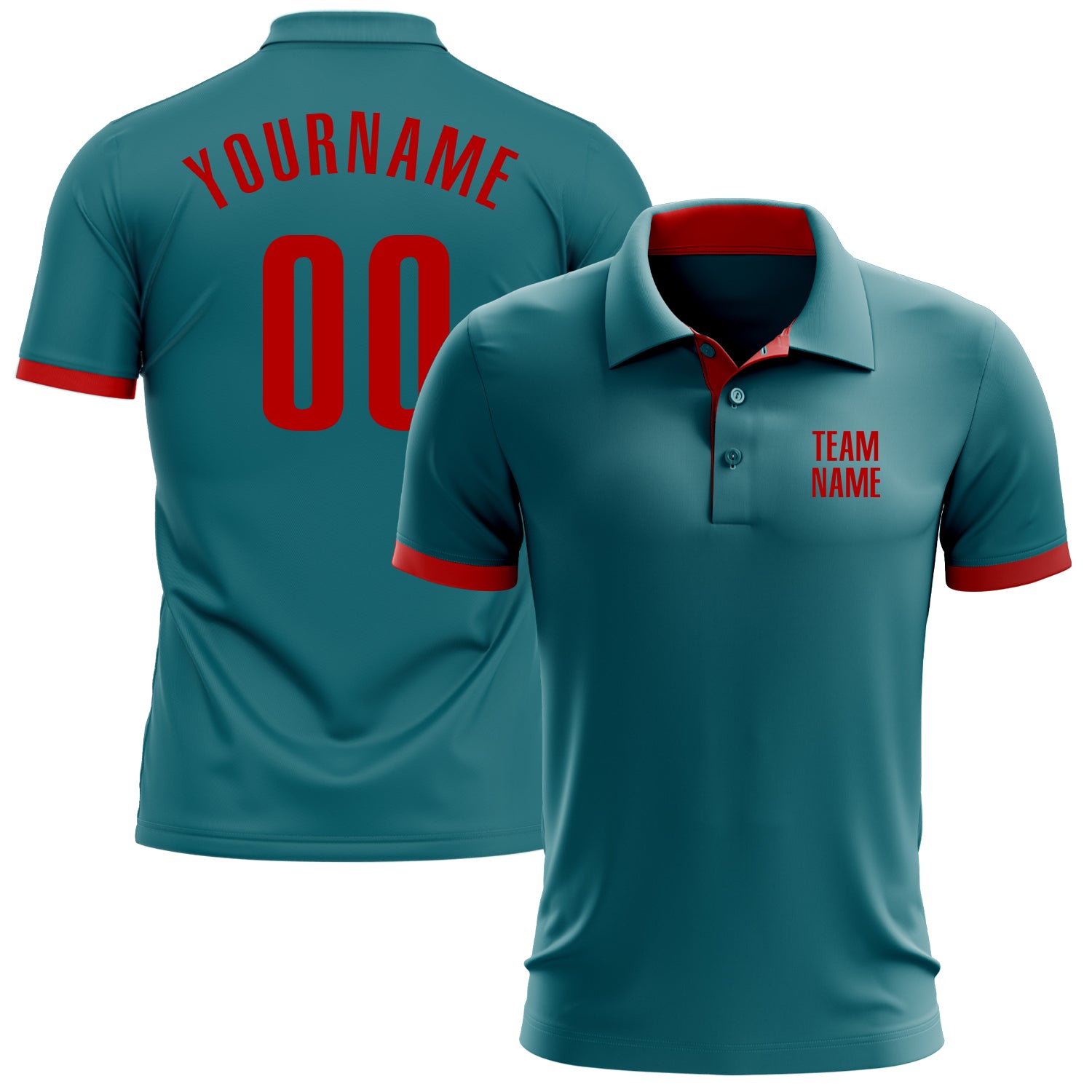 Custom Teal Red Performance Golf Shirt - Mens Polo for Active Wear Custom Teal Red Performance Golf Polo Shirt