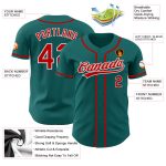 Personalized Teal Red-White Authentic Baseball Jersey - Customizable Team Apparel Custom Teal Red-White Authentic Baseball