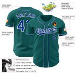 Teal Royal White Authentic Baseball Jersey - Customizable Team Apparel Custom Teal Royal-White Authentic Baseball Jersey