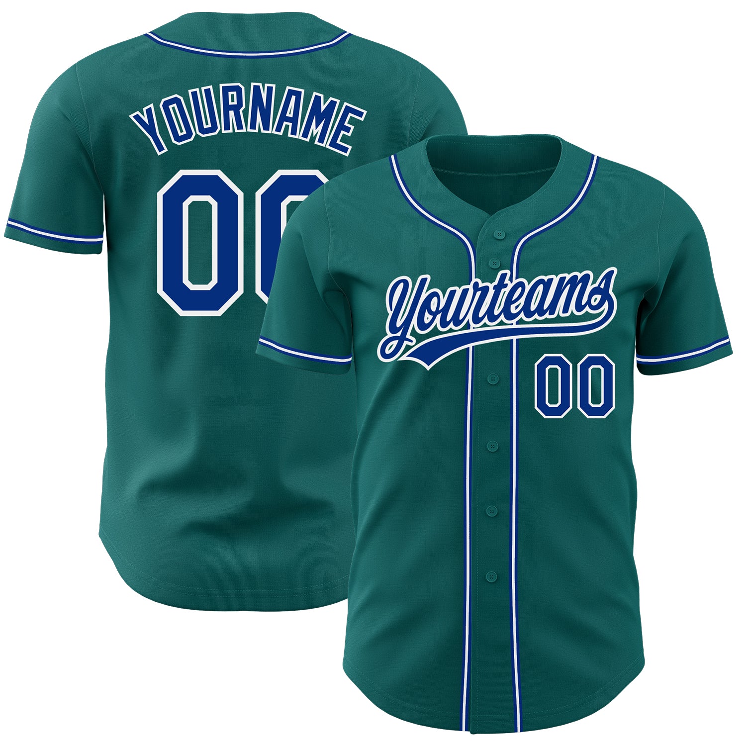 Teal Royal White Authentic Baseball Jersey - Customizable Team Apparel Custom Teal Royal-White Authentic Baseball Jersey