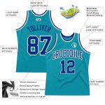 Custom Teal Royal White Basketball Jersey - Authentic Throwback Style Custom Teal Royal-White Authentic Throwback Basketball