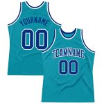 Custom Teal Royal White Basketball Jersey - Authentic Throwback Style Custom Teal Royal-White Authentic Throwback Basketball