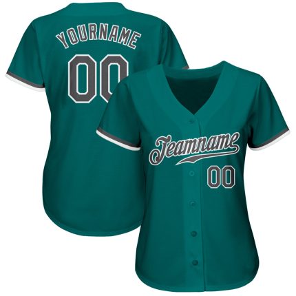 Custom Teal Steel Gray White Baseball Jersey - Authentic Design for Sports Fans Custom Teal Steel Gray-White Authentic Baseball