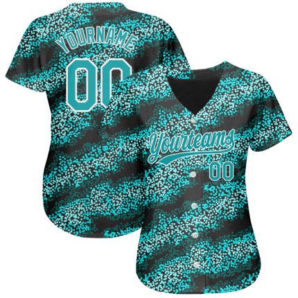 Custom Teal-Black 3D Pattern Baseball Jersey | Authentic Design for Sports Fans Custom Teal Teal-Black 3D Pattern Design