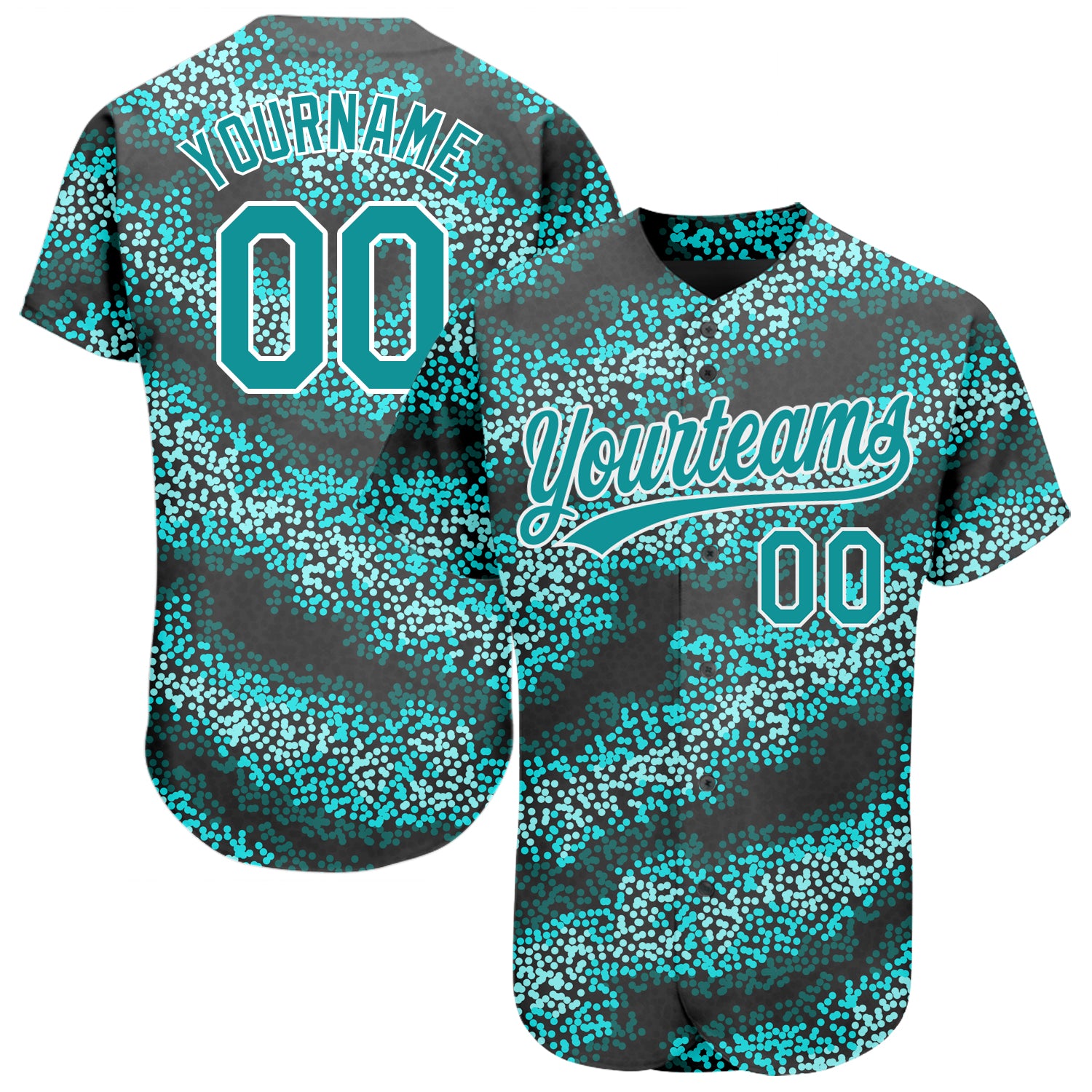 Custom Teal-Black 3D Pattern Baseball Jersey | Authentic Design for Sports Fans Custom Teal Teal-Black 3D Pattern Design