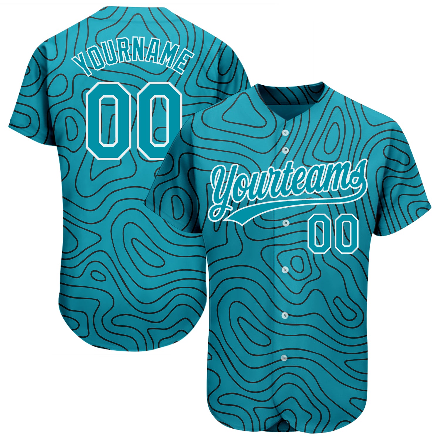 Custom Teal and Black 3D Pattern Baseball Jersey - Authentic Style 5440 Custom Teal Teal-Black 3D Pattern Design Authentic