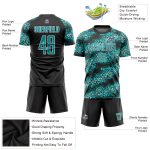 Custom Teal Black Soccer Jersey Sublimation Uniform for Teams and Players Custom Teal Teal-Black Sublimation Soccer Uniform