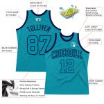 Custom Teal and Navy Basketball Jersey - Authentic Throwback Design Custom Teal Teal-Navy Authentic Throwback Basketball