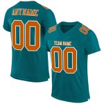 Teal Texas Football Jersey - Orange and White Mesh Custom Authentic Jersey Custom Teal Texas Orange-White Mesh Authentic