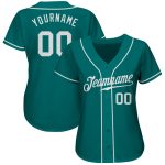 Teal White Authentic Baseball Jersey Custom Style 8558 - Personalized Sports Apparel Custom Teal White Authentic Baseball