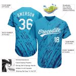 Custom Teal Black White 3D Pattern Authentic Baseball Jersey Custom Teal White-Black 3D Pattern Design Authentic Baseball