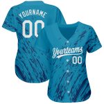 Custom Teal Black White 3D Pattern Authentic Baseball Jersey Custom Teal White-Black 3D Pattern Design Authentic Baseball
