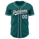 Custom Teal White Black Baseball Jersey | Authentic Team Sportswear Custom Teal White-Black Authentic Baseball Jersey