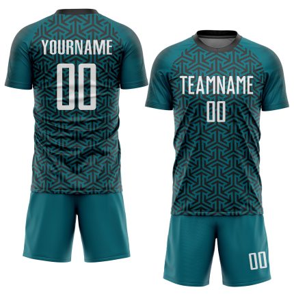 Teal Black White Custom Soccer Uniform Jersey Sublimation Design for Teams Custom Teal White-Black Sublimation Soccer Uniform