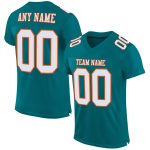 Teal White Orange Custom Mesh Football Jersey Authentic Design Custom Teal White-Orange Mesh Authentic Football Jersey