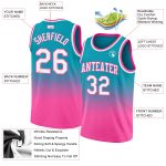 Teal White Pink Fade Basketball Jersey Custom Style 8797 - Authentic Fashion Upgrade Custom Teal White-Pink Authentic Fade
