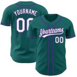 Custom Teal White-Purple Baseball Jersey - Authentic Design, Perfect for Fans, Comfortable Fit Custom Teal White-Purple Authentic