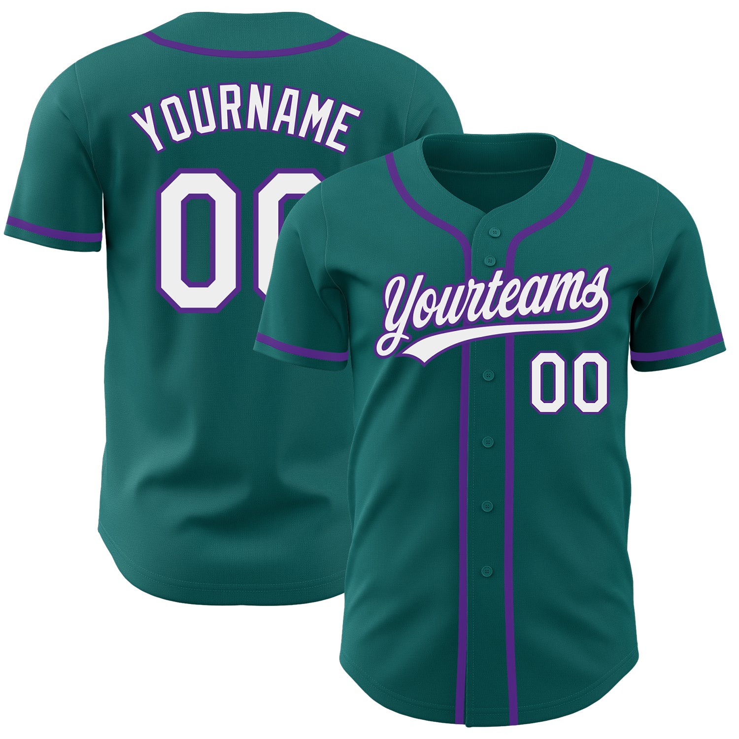 Custom Teal White-Purple Baseball Jersey - Authentic Design, Perfect for Fans, Comfortable Fit Custom Teal White-Purple Authentic