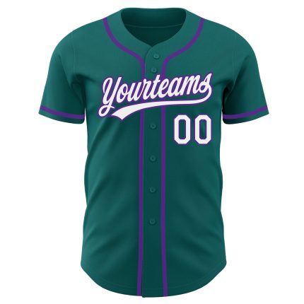Custom Teal White-Purple Baseball Jersey - Authentic Design, Perfect for Fans, Comfortable Fit Custom Teal White-Purple Authentic