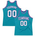 Teal White Purple Custom Basketball Jersey | Authentic Throwback Style Custom Teal White-Purple Authentic Throwback Basketball