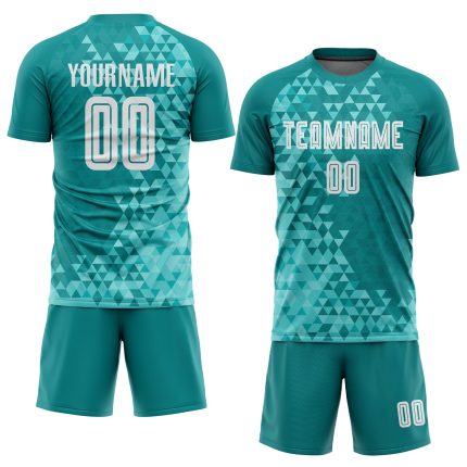 Teal White Custom Soccer Jersey for Men | Third Sublimation Uniform Custom Teal White Third Sublimation Soccer Uniform Jersey