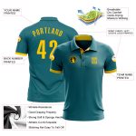 Teal Yellow Custom Performance Golf Polo Shirt for Men and Women Custom Teal Yellow Performance Golf Polo Shirt